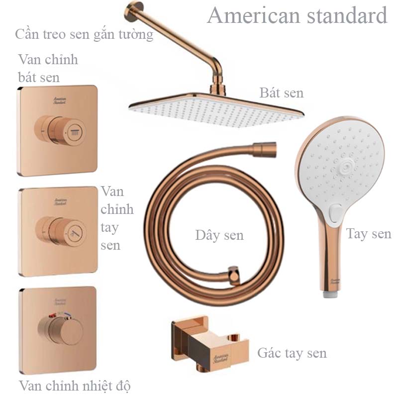 ​​​​​​​Combo bộ vòi sen âm tường American Standard màu vàng hồng chính hãng giá rẻ tại Nội Thất Hưng Phát