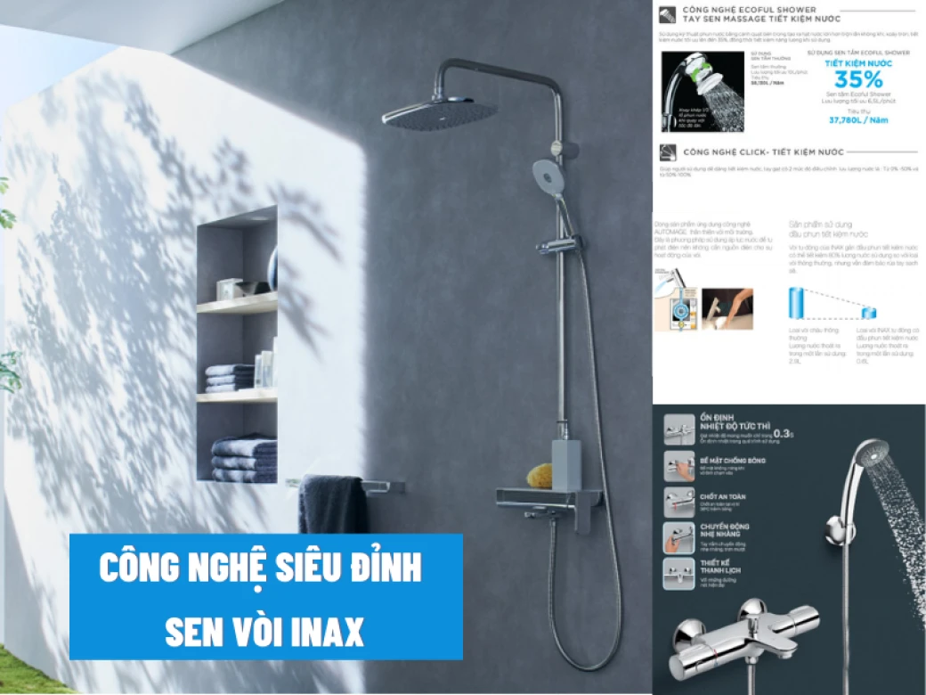 Công nghệ tiết kiệm nước trên vòi sen tắm Inax