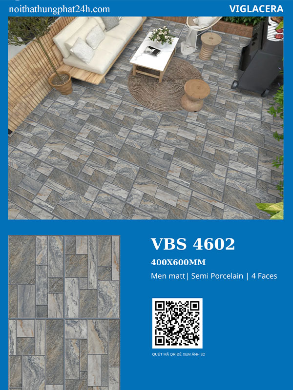 Phối cảnh gạch sân vườn Viglacera 40x60 VBS4602