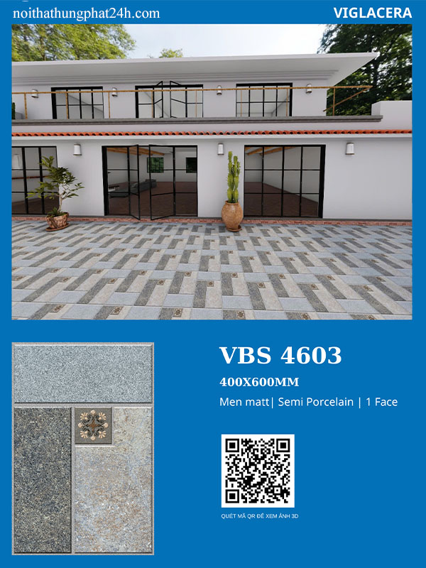 Phối cảnh gạch Viglacera 40x60 ngoài trời VBS4603