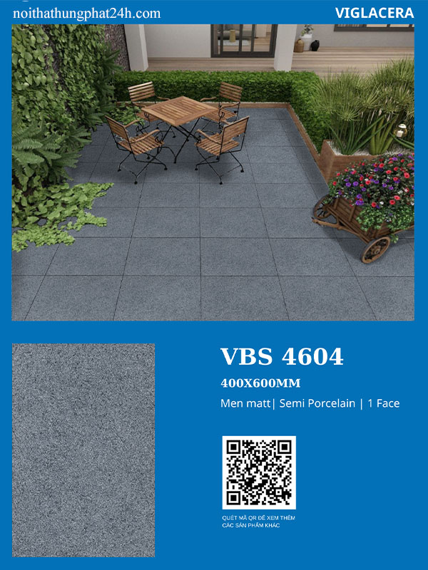 Phối cảnh gạch lát sân vườn 40x60 Viglacera VBS4604