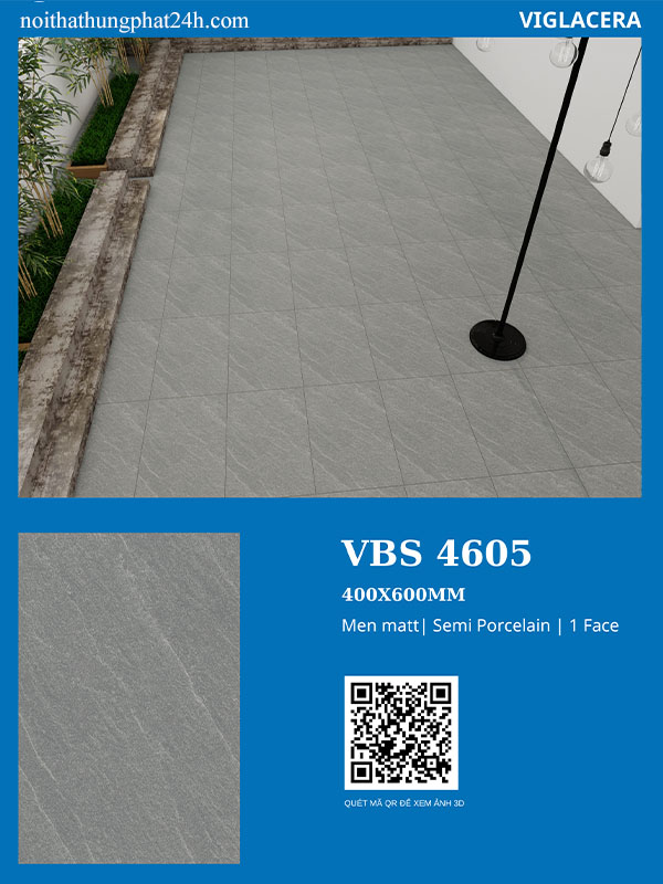 Phối cảnh gạch lát sân vườn 40x60 Viglacera VBS4605