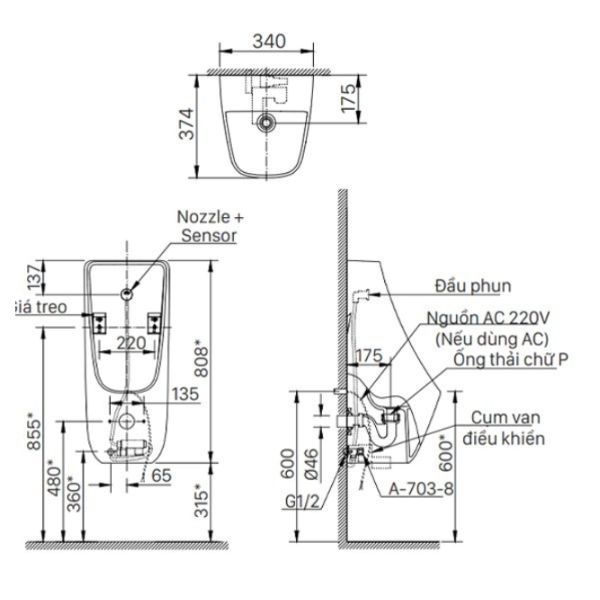 Bồn tiểu nam Inax AU-468IR 