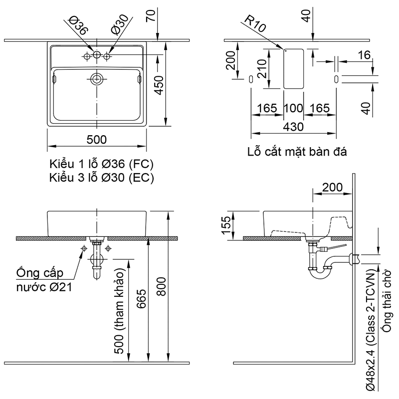 Bản vẽ chậu rửa mặt lavabo đặt bàn Inax AL-293V