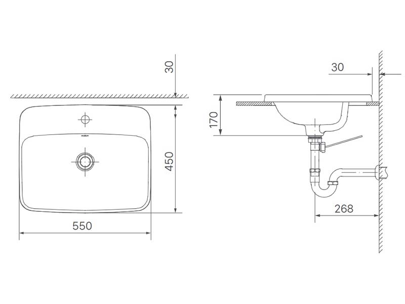 Bản vẽ chậu rửa mặt lavabo Inax L-2398V (EC/FC)