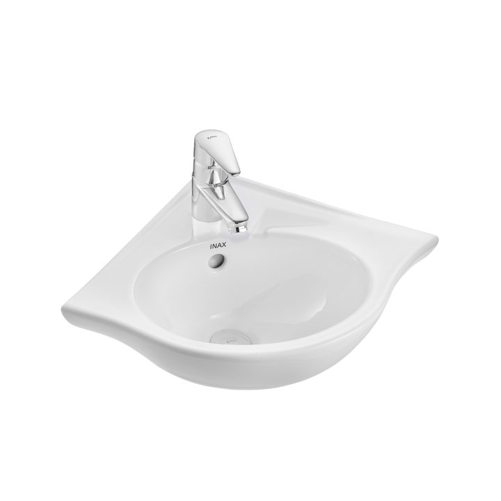 Mẫu lavabo góc Inax treo tường L-281V giúp tiết kiệm diện tích và không gian phòng tắm được rộng rải hơn
