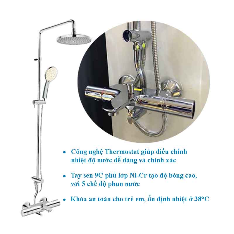 Vòi sen tắm cây Inax BFV-3415T-9C nhiệt độ