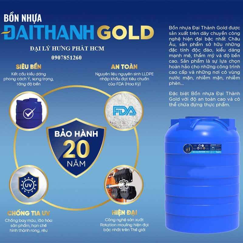 Bồn nhựa Gold Đại Thành - Công nghệ ép đa lớp hống bám bẩn và tia UV