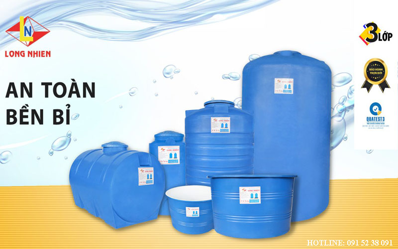 Bồn nước nhựa Long Nhiên đa dạng về dung tích và kiểu dáng, phù hợp với mọi không gian