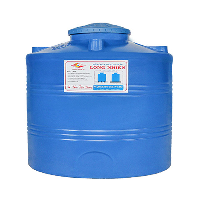 Bồn nước nhựa Long Nhiên dạng đứng lùn, dung tích vẫn đảm bảo nhờ đường kính được mở rộng tương ứng