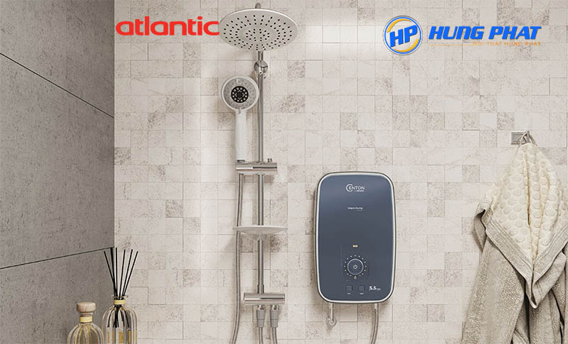 Bình máy nước nóng trực tiếp Atlantic PRESTO TURBO P RS 5.5KW có bơm, sen tắm cây