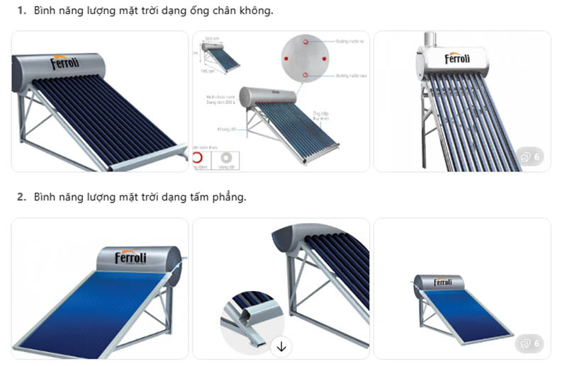 ​​​​​​​Máy nước nóng lạnh Ferroli năng lượng mặt trời giá tốt