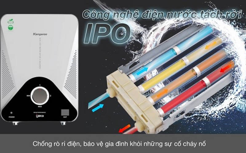 Máy nước nóng Kangaroo có thiết kế nhỏ gọn, tiết kiệm không gian và dễ dàng lắp đặt cũng như bảo trì