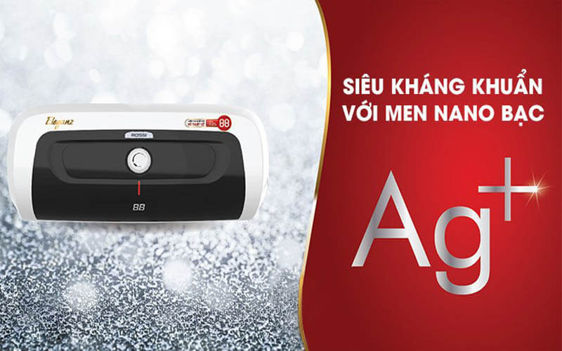 Máy nước nóng Rossi được tích hợp công nghệ nano bạc kháng khuẩn, chuẩn chống thấm nước IPX1 và van an toàn tự động