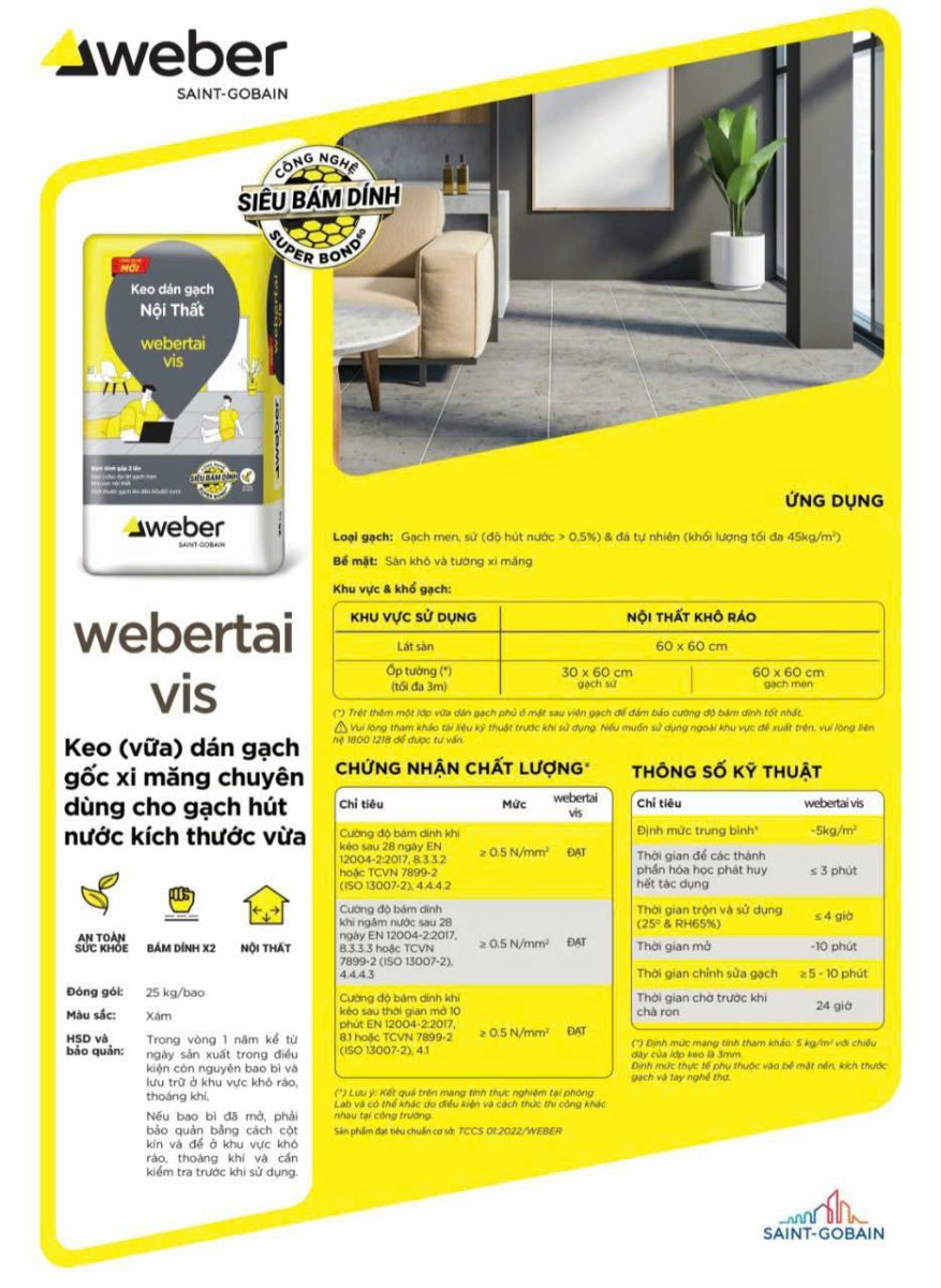 ​​​​​​​Keo dán gạch weber tai vis chính hãng giá rẻ tai Nội Thất Hưng Phát