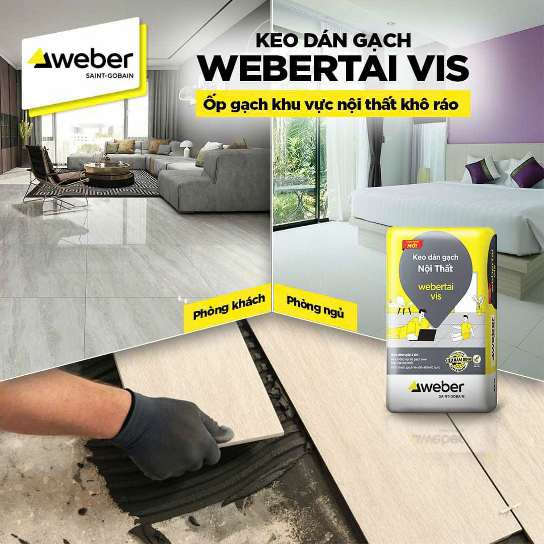 Keo dán gạch weber tai vis màu xám