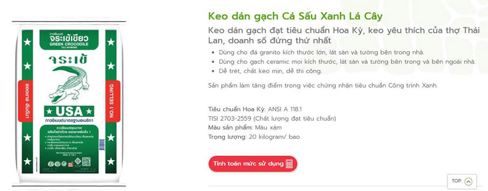 Keo dán gạch chà ron Cá Sấu được tin dùng tại nhiều quốc gia Đông Nam Á