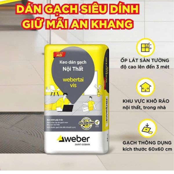 Keo dán gạch weber tai vis màu xám