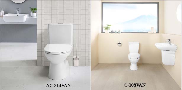 Thiết kế không gian bồn cầu 2 khối INAX tiện nghi đơn giản
