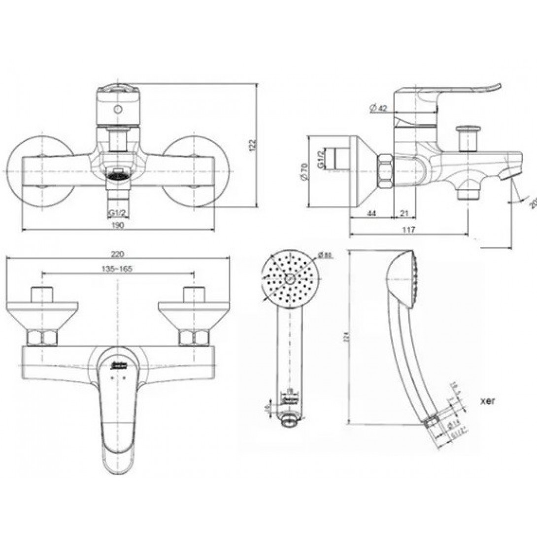 Vòi sen tắm nóng lạnh American Standard WF-0711