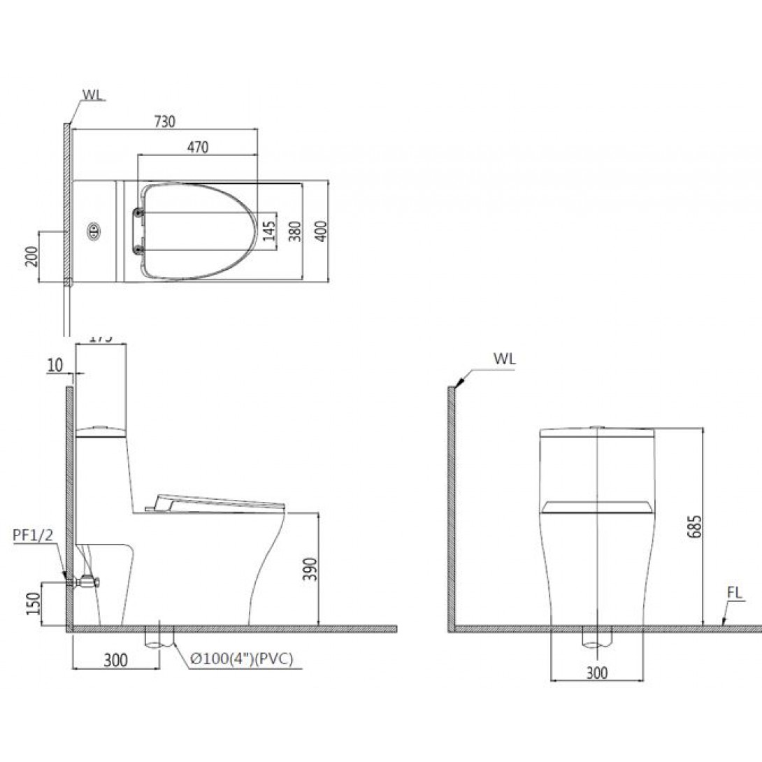 Bồn Cầu 1 Khối Caesar CD1356