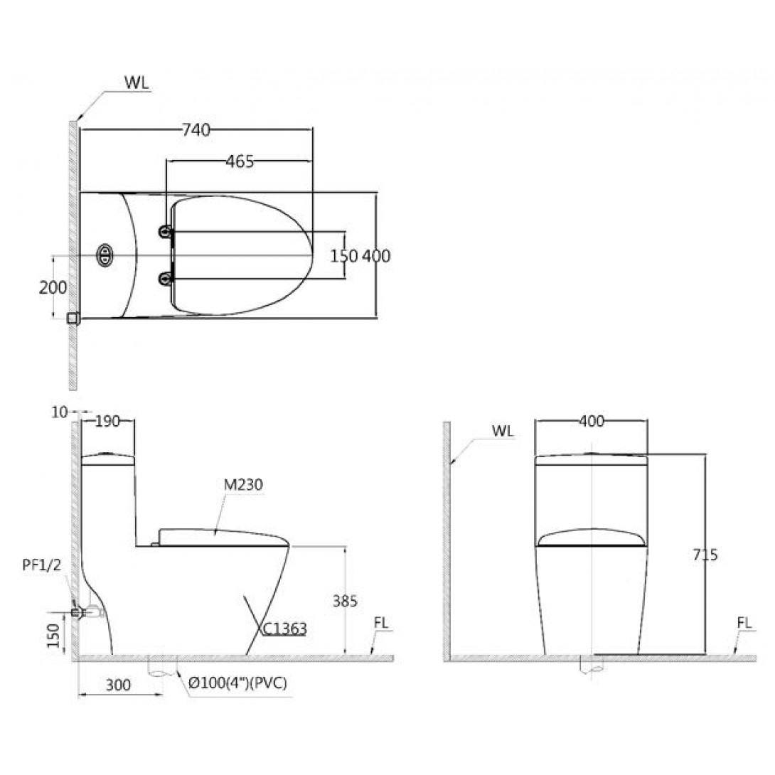 Bồn Cầu 1 Khối Caesar CD1363