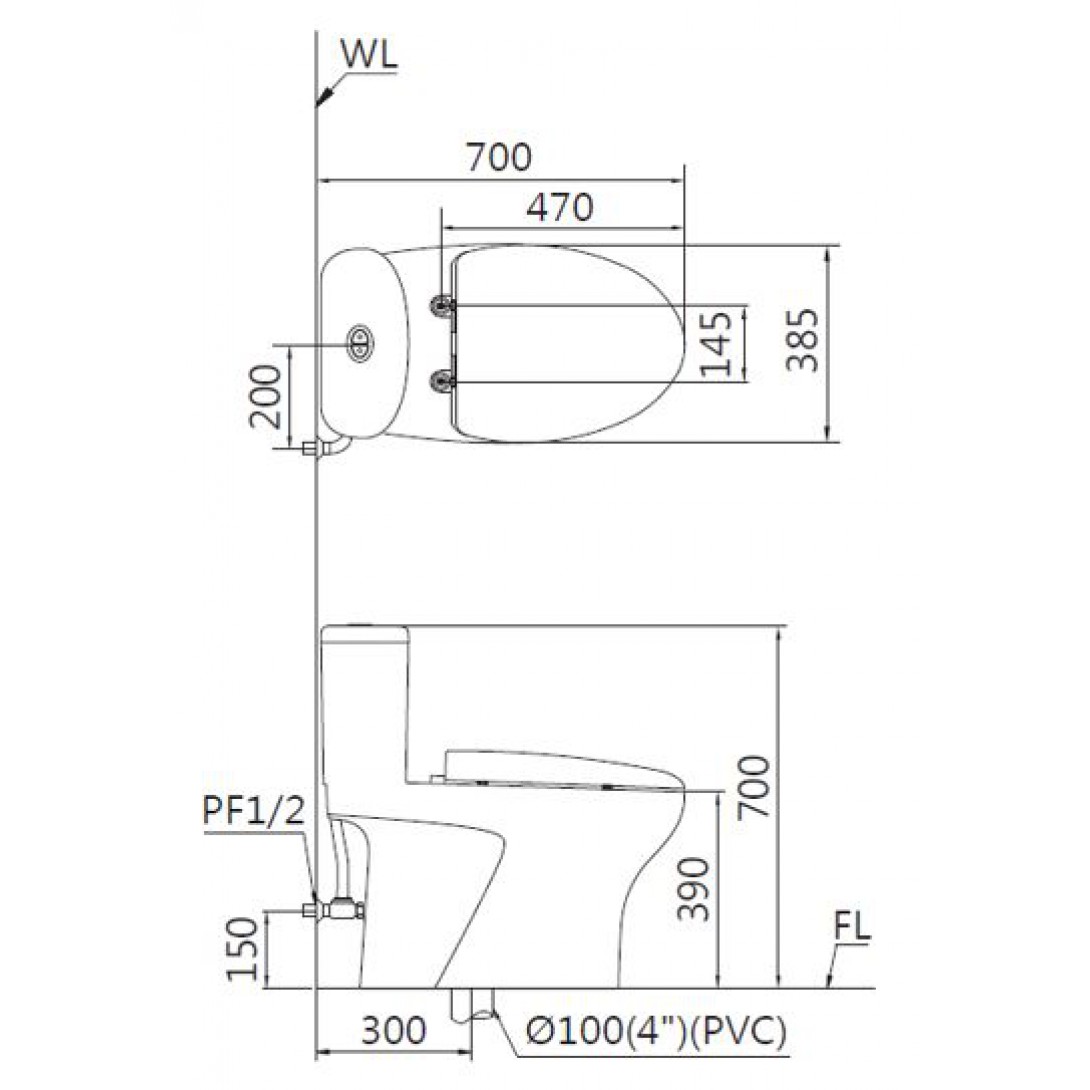 Bồn cầu 1 khối Caesar CD1394 