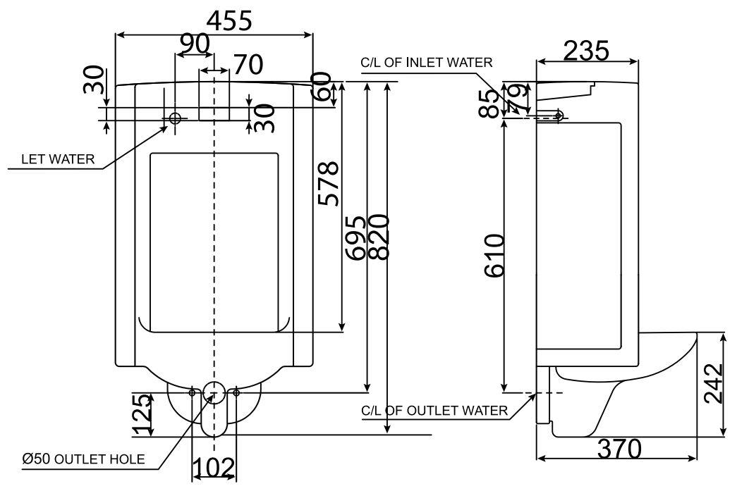 Bồn tiểu nam cảm ứng treo tường American Standard WP-6506