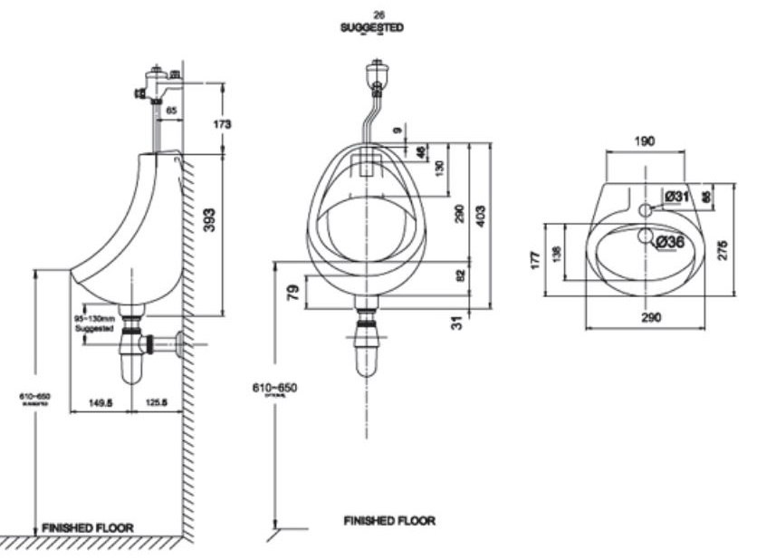 Bồn tiểu nam treo tường American Standard VF-0414