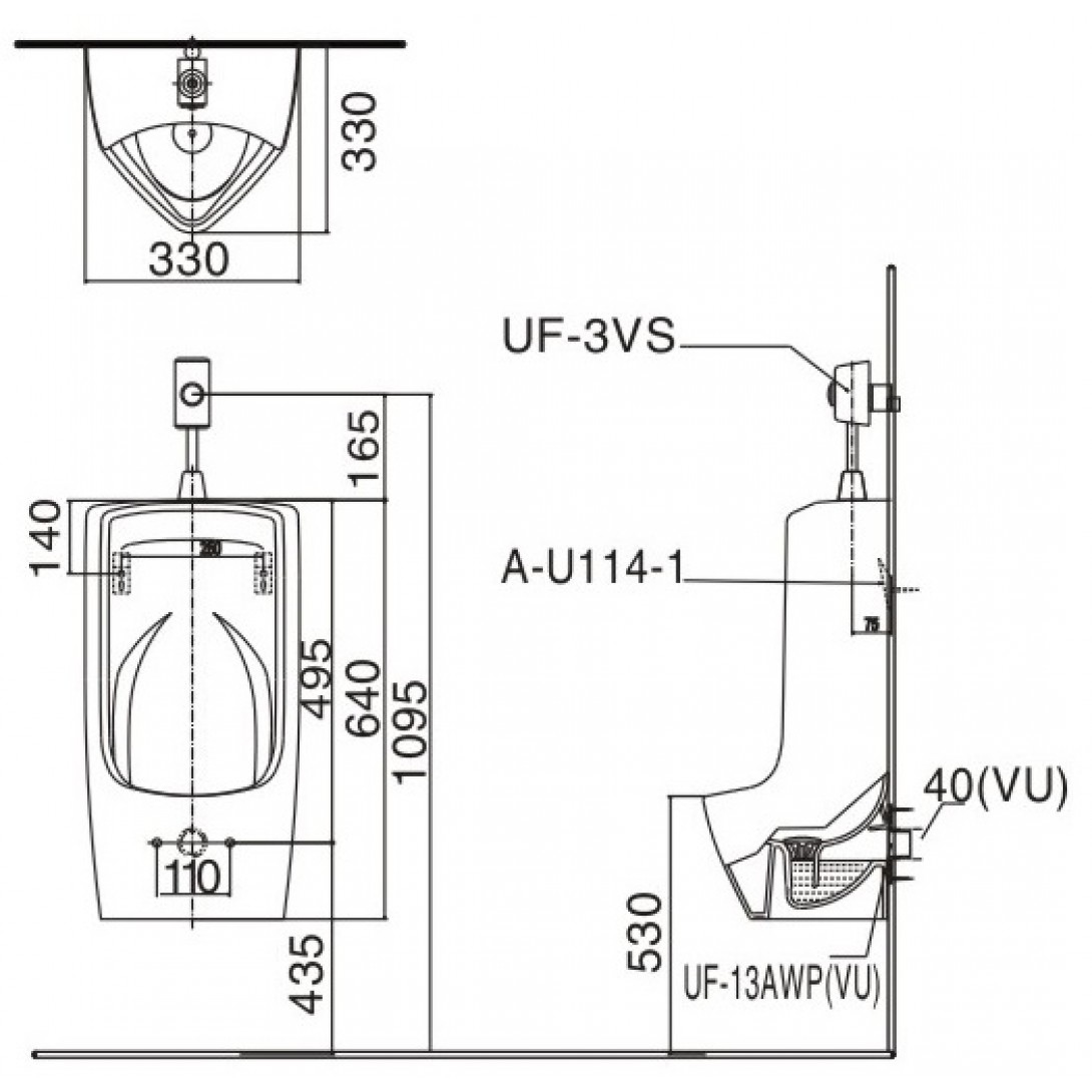 Bệ chậu tiểu nam Inax AU-431VR