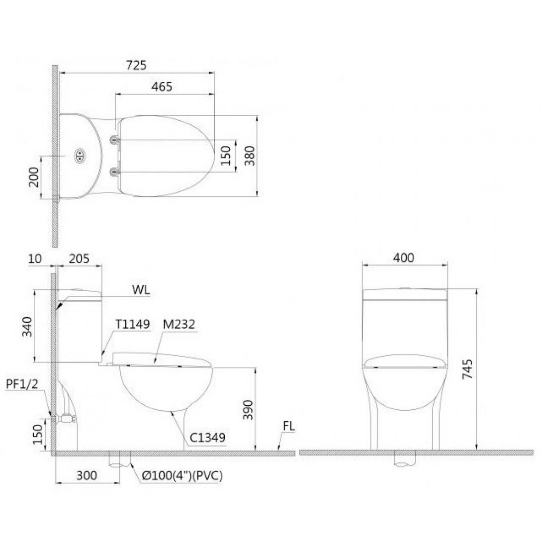 Bồn Cầu 2 Khối Caesar CD1349 Xả 2 Nhấn Nắp Êm  
