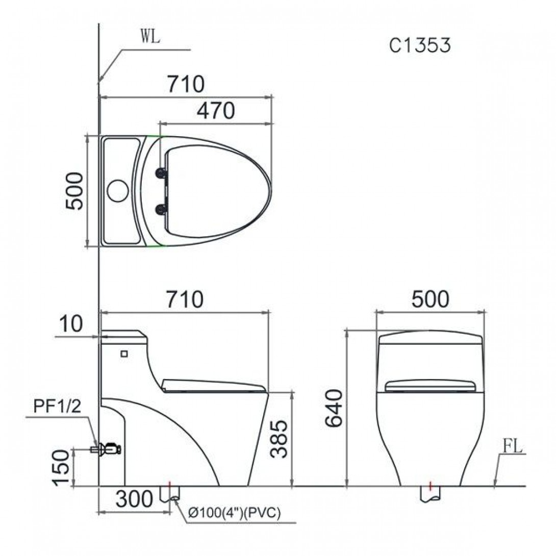 Bồn Cầu 1 Khối Caesar C1353