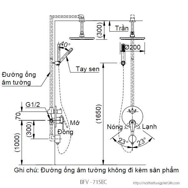 cây sen tắm âm tường Inax BFV-71SEC