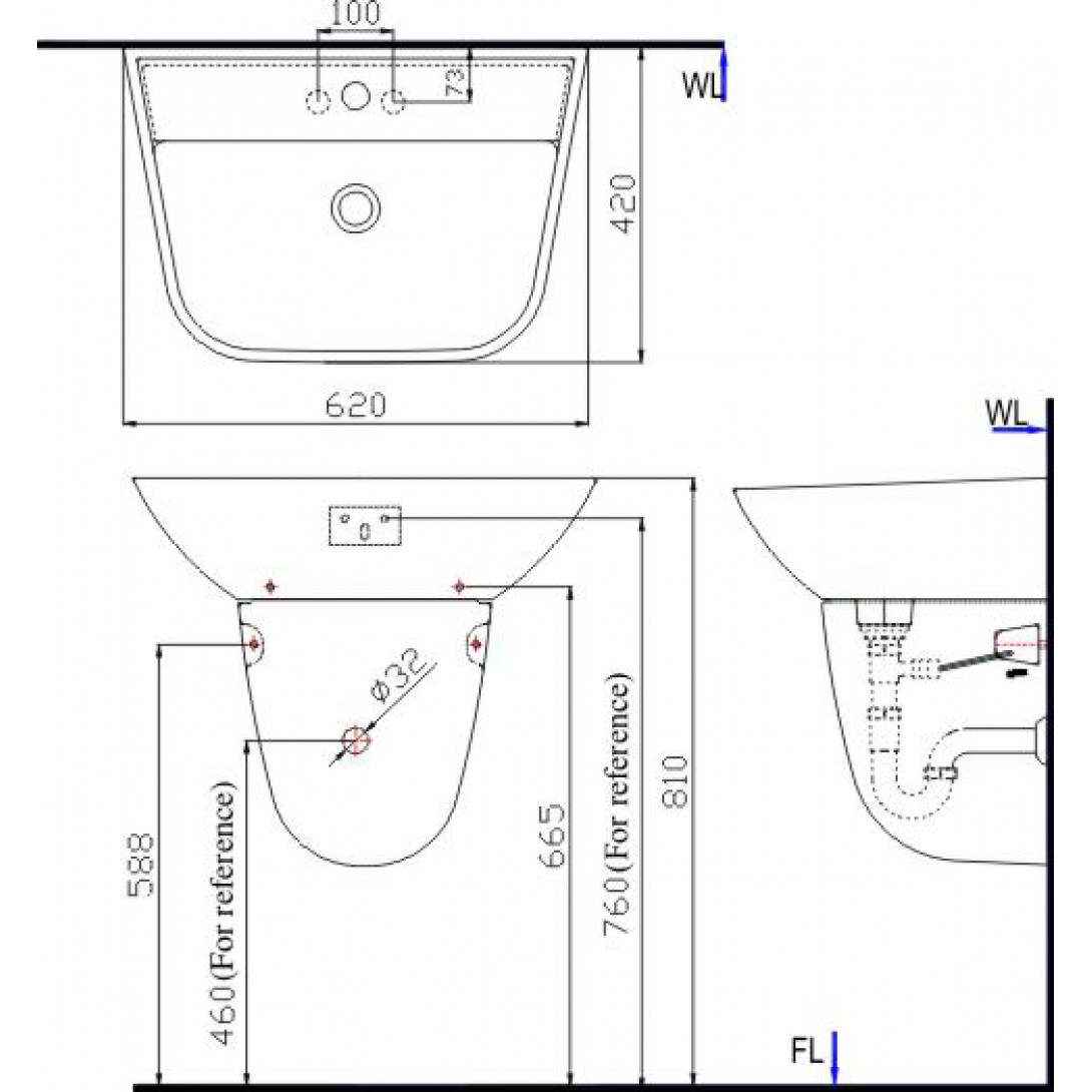 Chậu rửa mặt lavabo treo tường Inax L-297V và chân ngắn L-297VC
