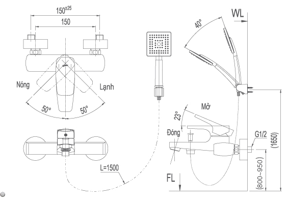 Củ sen tắm nóng lạnh Inax BFV-5003S-5C