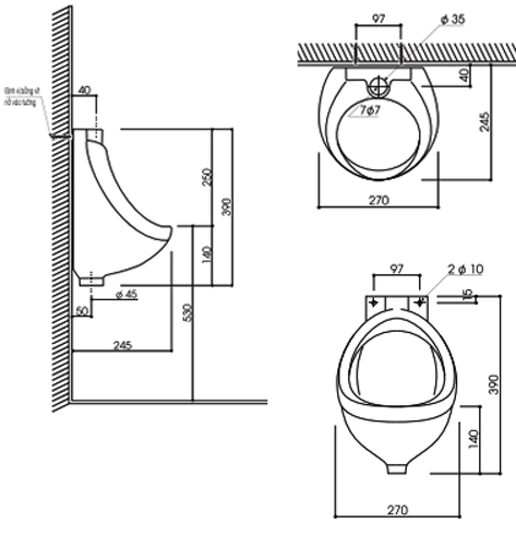 Bồn tiểu nam treo tường Thiên Thanh UT14XVT 