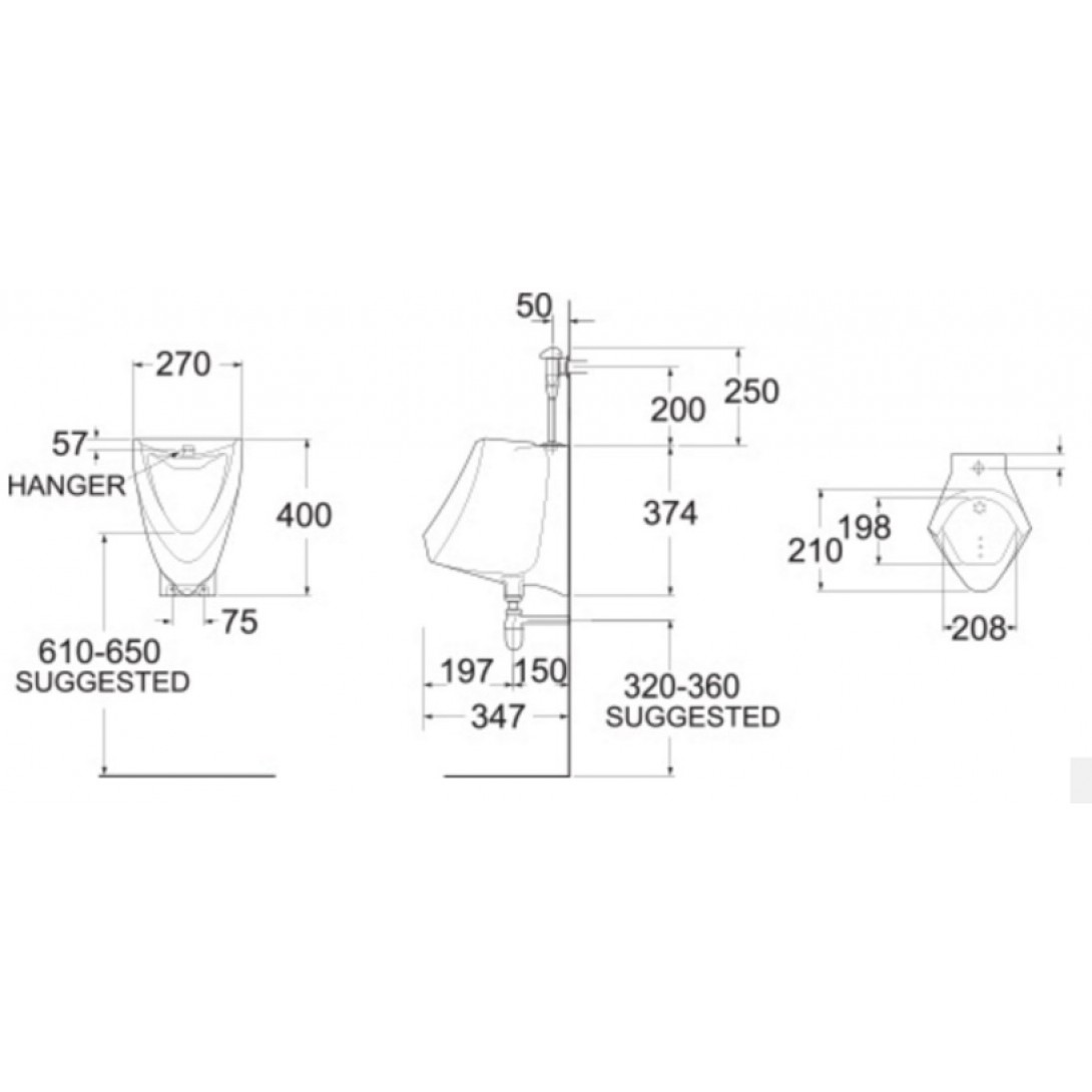 Bồn tiểu nam treo tường American Standard VF-0412