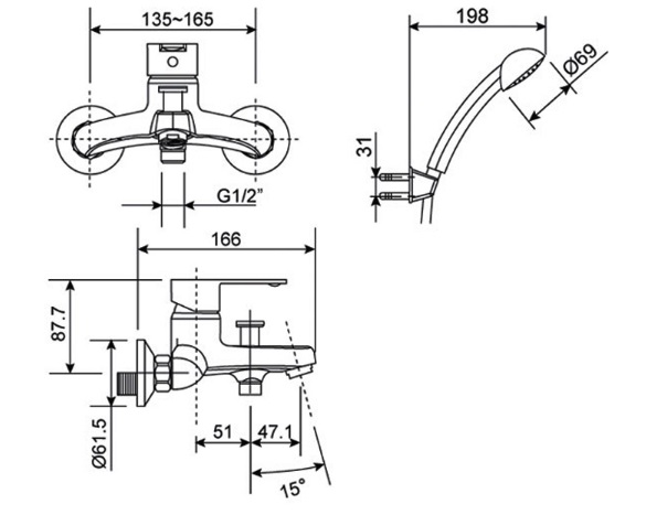 Vòi sen tắm nóng lạnh American Standard WF-6511