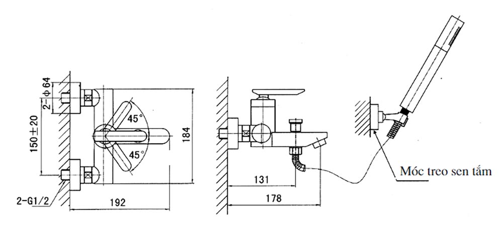 Củ sen tắm nóng lạnh Inax BFV-4000S -5C
