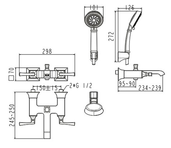 Vòi sen tắm nóng lạnh American Standard WF-1611