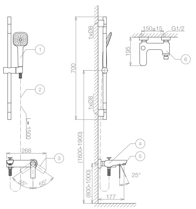 Vòi sen tắm nóng lạnh thanh trượt Viglacera VG519