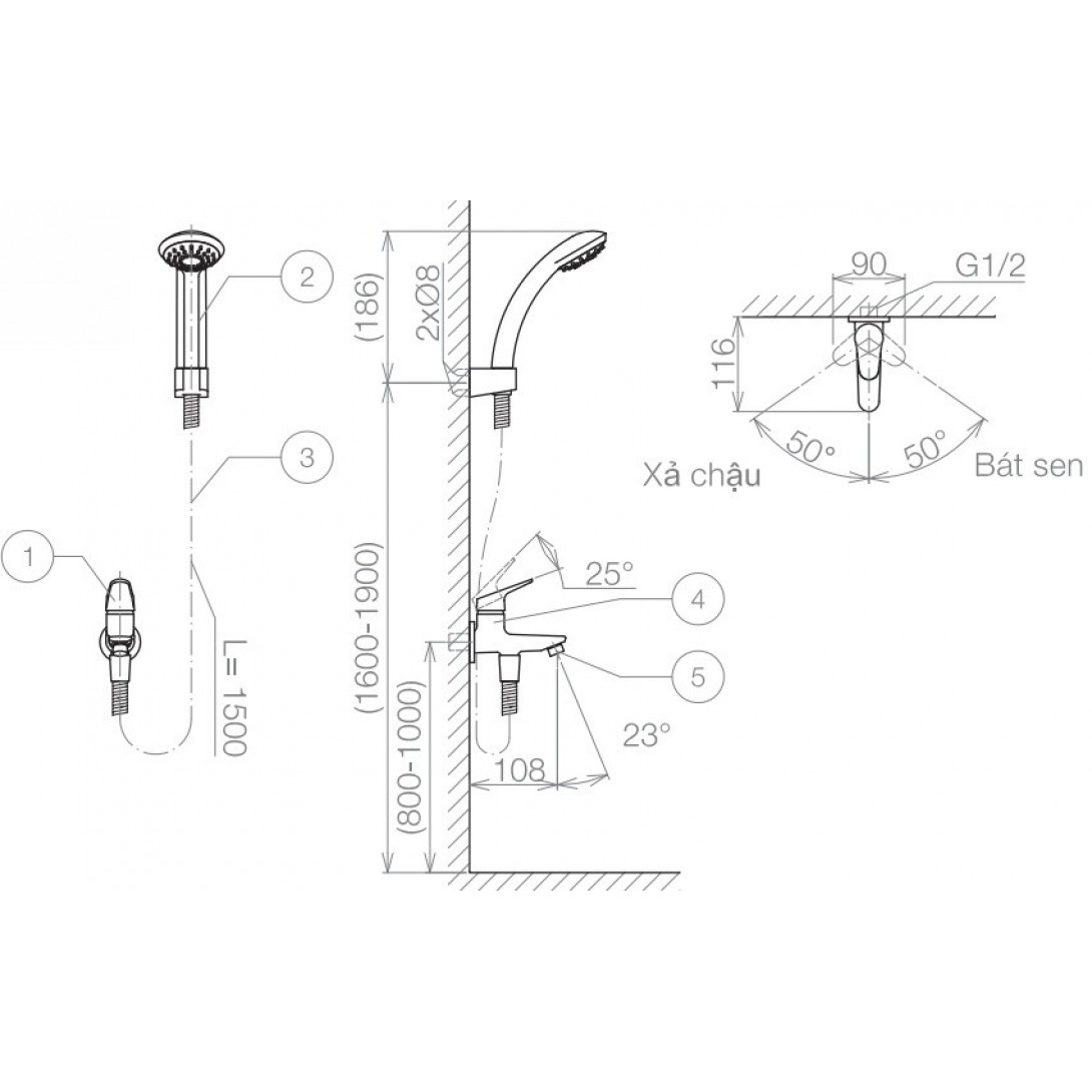 Vòi sen tắm lạnh Viglacera VG503