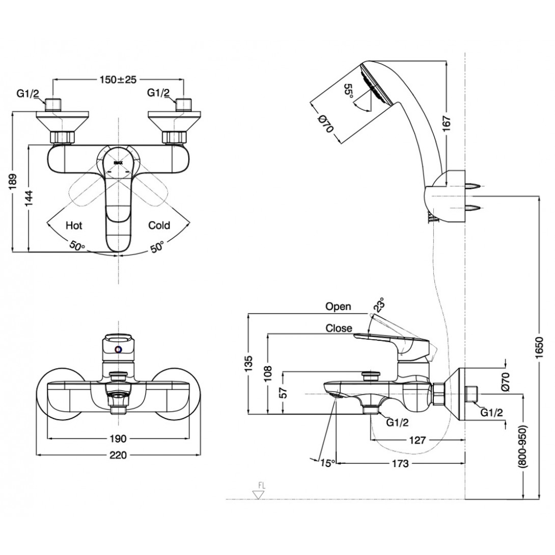 Củ sen tắm nóng lạnh Inax BFV-1403S-4C