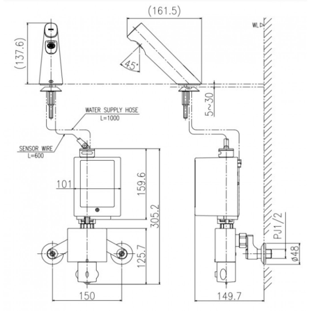 Vòi rửa mặt lavabo cảm ứng nóng lạnh Inax AMV-300K