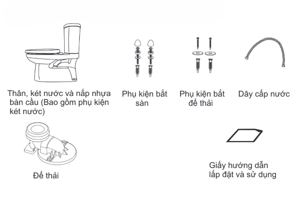 Phụ kiện đi kèm với bồn cầu INAX C 108VAN 2 khối