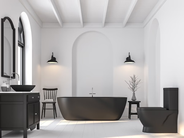 Thiết kế bồn cầu đen tối giản