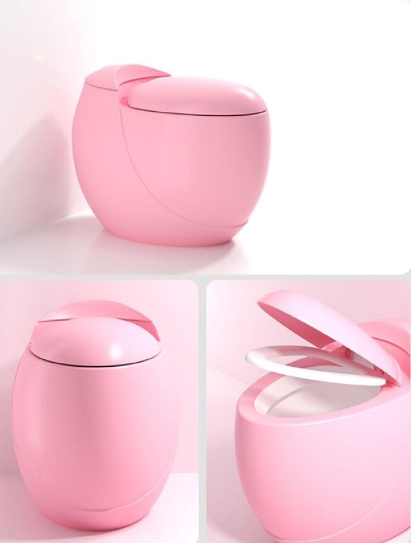 Bồn cầu hồng nhạt Miken MKB-8000P có thiết kế hình trứng đẹp độc lạ, ngoài ra còn có mẫu bồn cầu màu hồng đậm Miken MKB-8000DP 