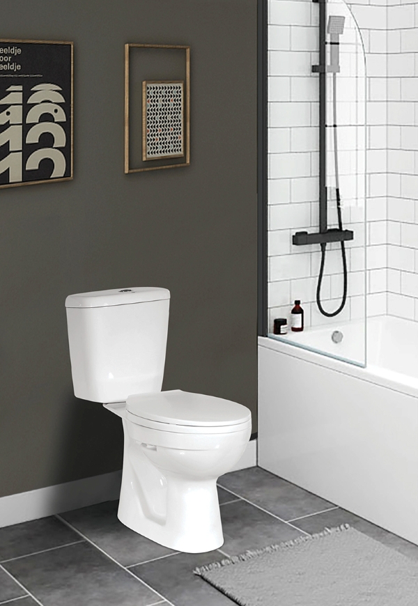 Bồn cầu Hảo Cảnh giá rẻ với hệ thống xả Siphon mạnh mẽ, men chống dính kháng khuẩn và bền bỉ cho nhu cầu hàng ngày