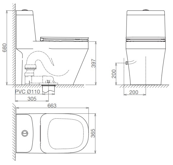 Bồn cầu 1 khối Viglacera V68