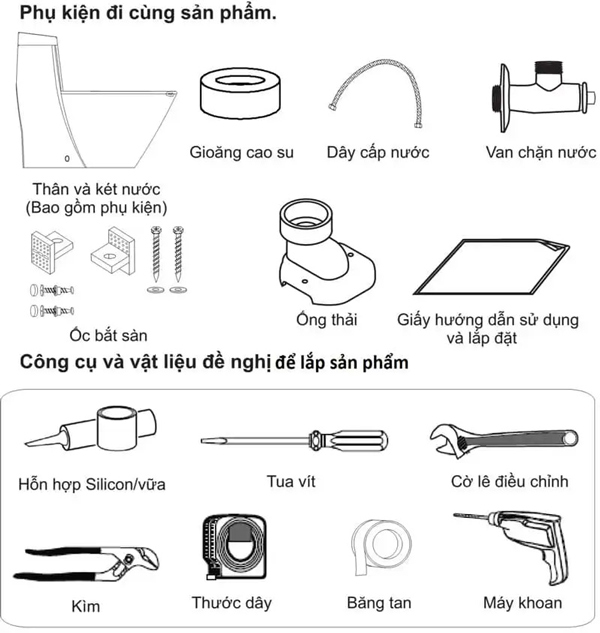 Các dụng cụ cần có để thay nắp bồn cầu 